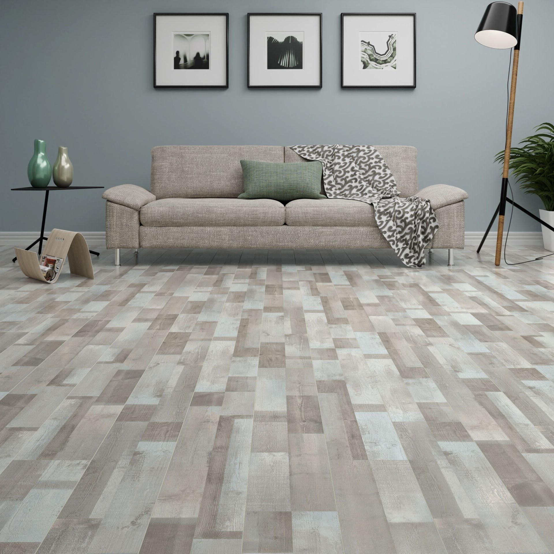 Çamsan Modern Mavi Çam 706 laminat parke uygulama görseli