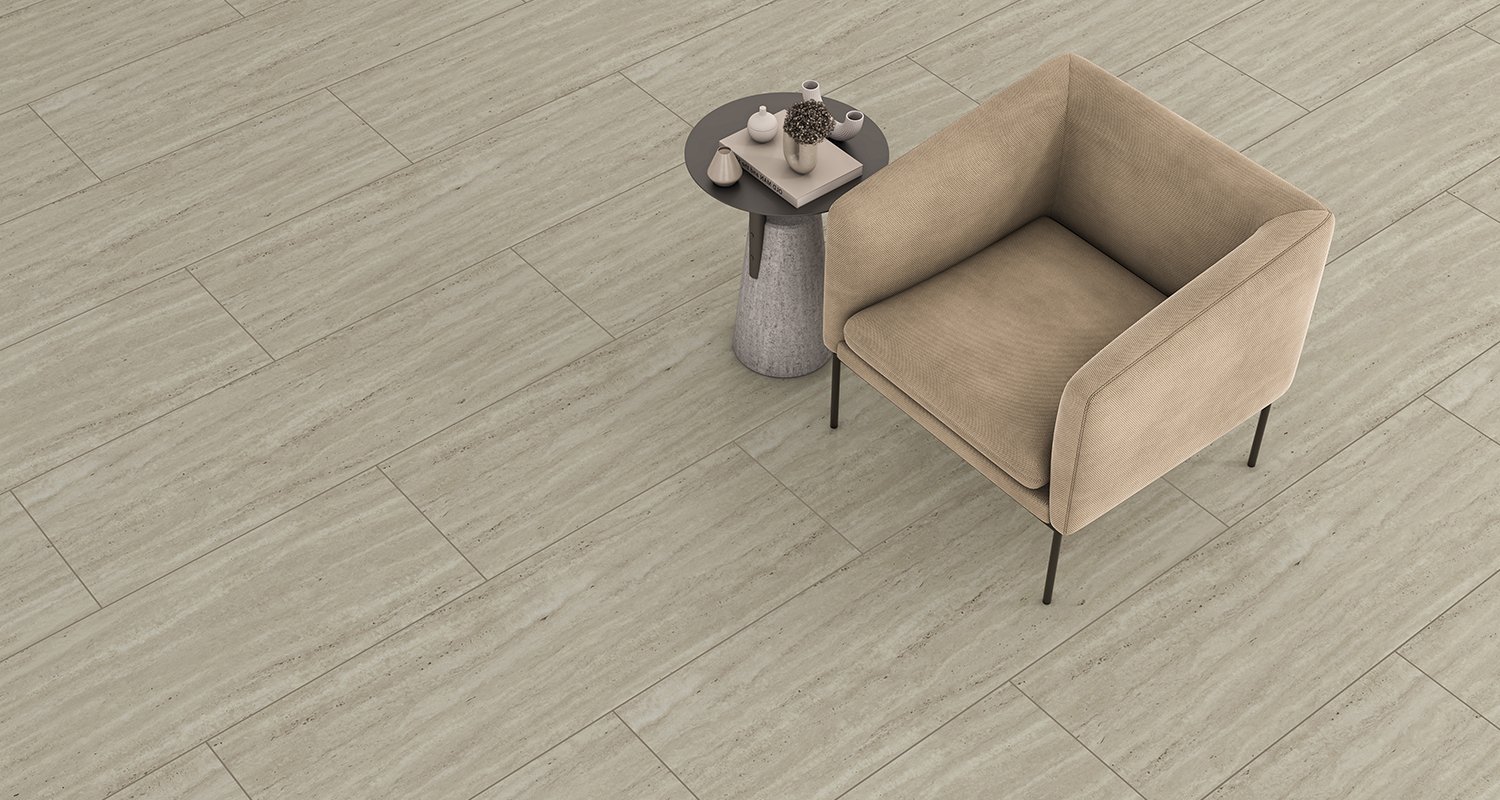 Floorpan Stonex Traverten FT014 laminat parke uygulama görseli